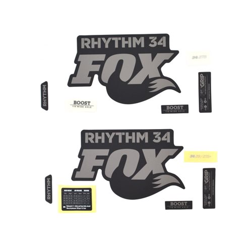 Decal Kit: 2018, 34, Rhythm, Gray Logo, Matte Black Background