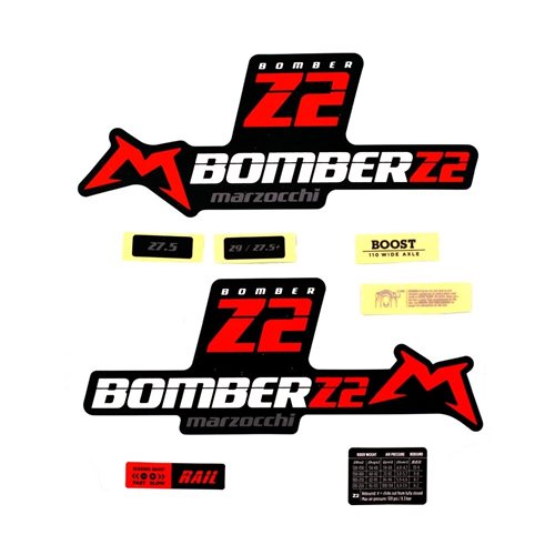 Decal Kit: Marzocchi 2020, Z2, Red Logo, Matte Black Background