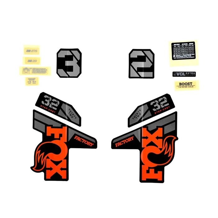 Decal Kit: 2021, 32 SC, F-S, Orange/Black Logo, Shiny Black Fork