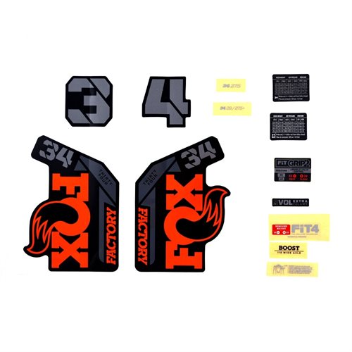 Decal Kit: 2021, 34, F-S, Orange Logo, Shiny Black Fork