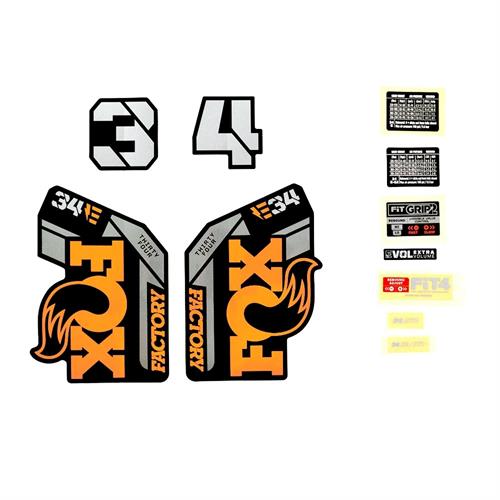 Decal Kit: 2021, 34, E-BIKE+, F-S, Orange Logo, Shiny Black Fork