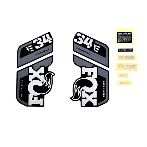 Decal Kit: 2021, 34, E-BIKE+, P-S, Gray Logo, Matte Black Background