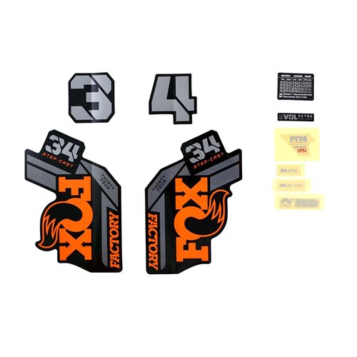 Decal Kit: 2021, 34 SC, F-S, Orange/Black Logo, Shiny Black Fork