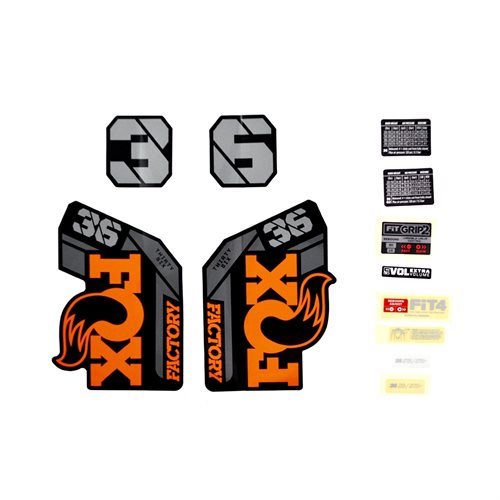 Decal Kit: 2021, 36, F-S, Orange Logo, Shiny Black Fork