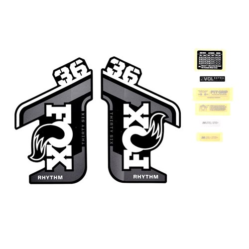Decal Kit: 2021, 36, Rhythm, Gray Logo, Matte Black Fork