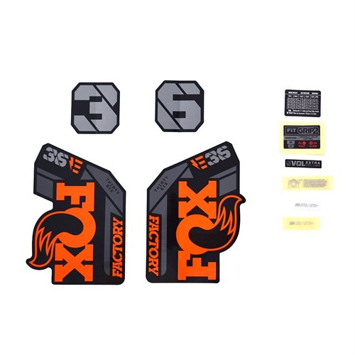 Decal Kit: 2021, 36, F-S, E-Bike+, Orange Logo, Shiny Black Fork