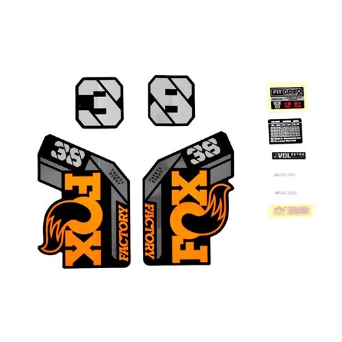 Decal Kit: 2021, 38, F-S, Orange Logo, Shiny Black Fork