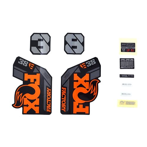 Decal Kit: 2021, 38, F-S, E-Bike+, Orange Logo, Shiny Black Fork