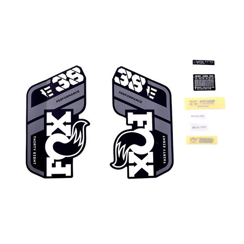 Decal Kit: 2021, 38, P-S, E-Bike+, Gray Logo, Matte Black Fork