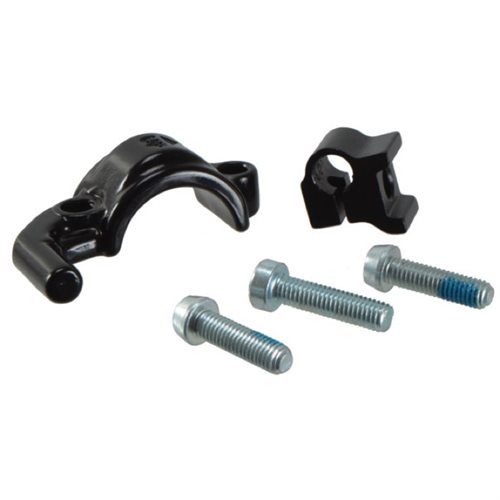 Left Master cylinder glossy black clamp and screws (Sram MixMaster)