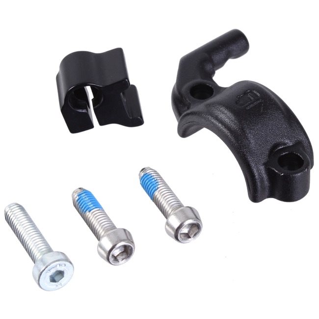 Right master cylinder matte black clamp and screws (Sram MixMaster)